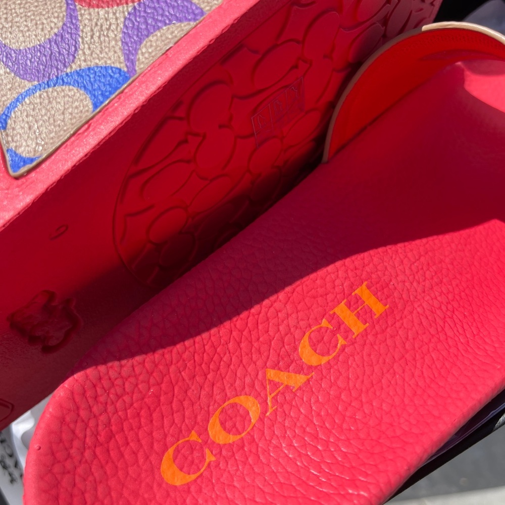 ~ RARE ~Coach NIB Udele Sport Slide In Rainbow Signature Canvas - Picture 5 of 8
